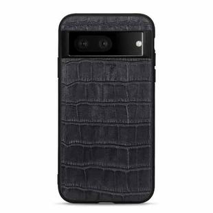 For Google Pixel 7 Accurate Hole Crocodile Texture Genuine Leather Phone Case(Black)