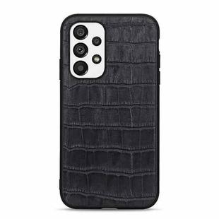 For Samsung Galaxy A73 5G Accurate Hole Crocodile Texture Genuine Leather Phone Case(Black)