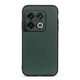 For OnePlus 10 Pro Accurate Hole Litchi Texture Genuine Leather Phone Case(Green)