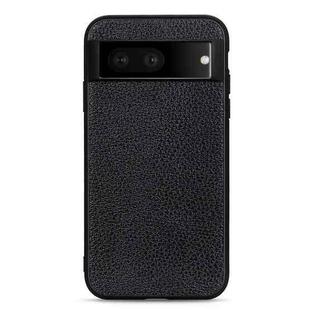 For Google Pixel 7 Accurate Hole Litchi Texture Genuine Leather Phone Case(Black)