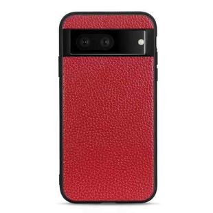 For Google Pixel 7 Accurate Hole Litchi Texture Genuine Leather Phone Case(Red)