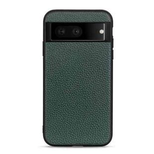 For Google Pixel 7 Accurate Hole Litchi Texture Genuine Leather Phone Case(Green)