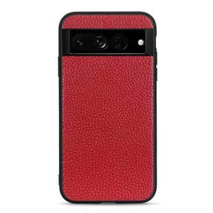 For Google Pixel 7 Pro Accurate Hole Litchi Texture Genuine Leather Phone Case(Red)