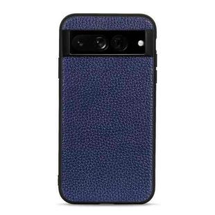 For Google Pixel 7 Pro Accurate Hole Litchi Texture Genuine Leather Phone Case(Blue)