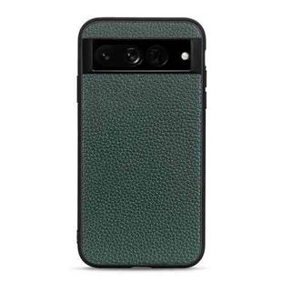 For Google Pixel 7 Pro Accurate Hole Litchi Texture Genuine Leather Phone Case(Green)