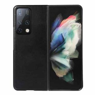 For Huawei Mate X2 Genuine Leather Double Color Crazy Horse Phone Case(Black)