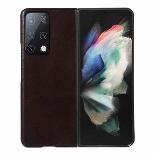 For Huawei Mate X2 Genuine Leather Double Color Crazy Horse Phone Case(Coffee)