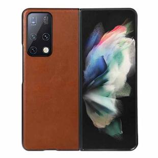 For Huawei Mate X2 Genuine Leather Double Color Crazy Horse Phone Case(Brown)