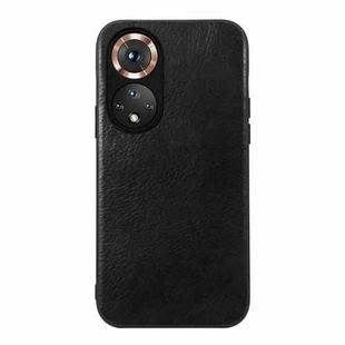 For Honor 50 Pro Genuine Leather Double Color Crazy Horse Phone Case(Black)