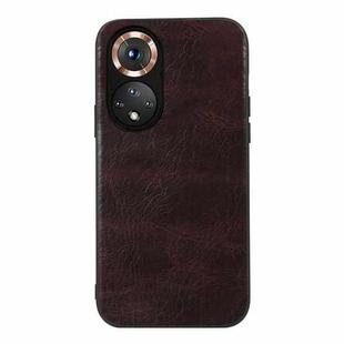 For Honor 50 Pro Genuine Leather Double Color Crazy Horse Phone Case(Coffee)