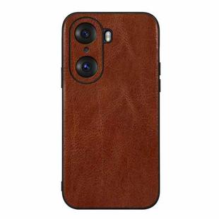 For Honor 60 Pro Genuine Leather Double Color Crazy Horse Phone Case(Brown)