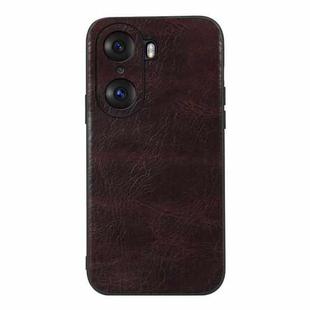 For Honor 60 Genuine Leather Double Color Crazy Horse Phone Case(Coffee)