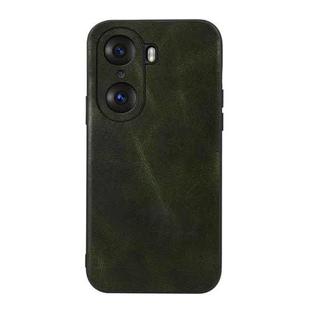 For Honor 60 Genuine Leather Double Color Crazy Horse Phone Case(Green)