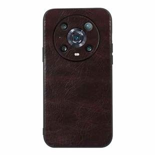 For Honor Magic4 Pro Genuine Leather Double Color Crazy Horse Phone Case(Coffee)