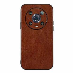 For Honor Magic4 Pro Genuine Leather Double Color Crazy Horse Phone Case(Brown)