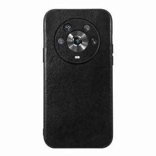 For Honor Magic4 Genuine Leather Double Color Crazy Horse Phone Case(Black)