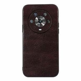 For Honor Magic4 Genuine Leather Double Color Crazy Horse Phone Case(Coffee)