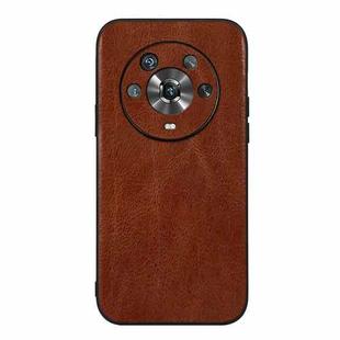 For Honor Magic4 Genuine Leather Double Color Crazy Horse Phone Case(Brown)