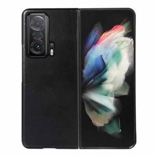 For Honor Magic V 5G Genuine Leather Double Color Crazy Horse Phone Case(Black)