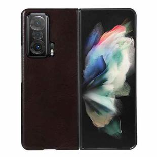 For Honor Magic V 5G Genuine Leather Double Color Crazy Horse Phone Case(Coffee)