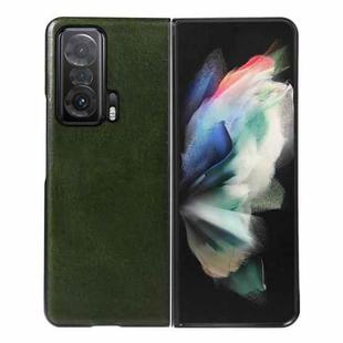 For Honor Magic V 5G Genuine Leather Double Color Crazy Horse Phone Case(Green)