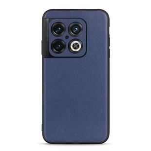 For OnePlus 10 Pro Accurate Hole Lambskin Texture Genuine Leather Phone Case(Blue)