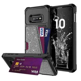 For Samsung Galaxy S10e Glitter Magnetic Card Bag Phone Case(Grey)