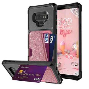 For Samsung Galaxy Note9 Glitter Magnetic Card Bag Phone Case(Pink)