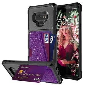 For Samsung Galaxy Note9 Glitter Magnetic Card Bag Phone Case(Purple)