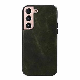 For Samsung Galaxy S22+ 5G Genuine Leather Double Color Crazy Horse Phone Case(Green)