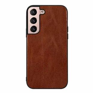 For Samsung Galaxy S22+ 5G Genuine Leather Double Color Crazy Horse Phone Case(Brown)