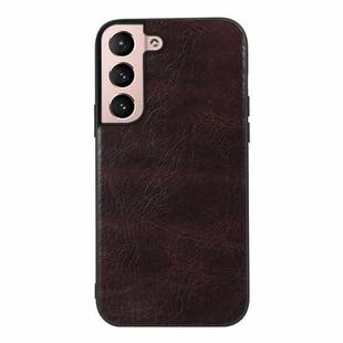 For Samsung Galaxy S22 5G Genuine Leather Double Color Crazy Horse Phone Case(Coffee)