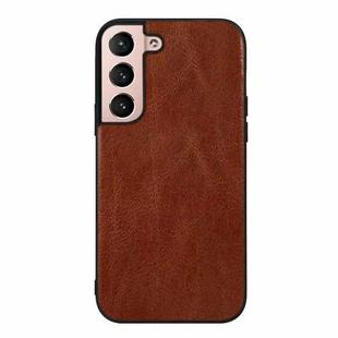 For Samsung Galaxy S22 5G Genuine Leather Double Color Crazy Horse Phone Case(Brown)