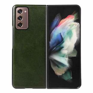 For Samsung Galaxy Z Fold2 5G Genuine Leather Double Color Crazy Horse Phone Case(Green)