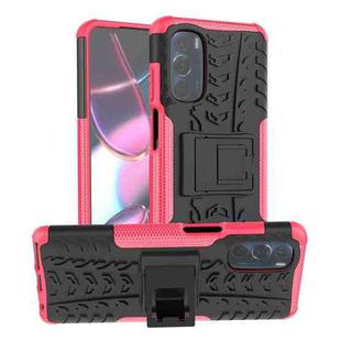 For Motorola Moto G Stylus 2022 4G Tire Texture TPU + PC Phone Case with Holder(Pink)