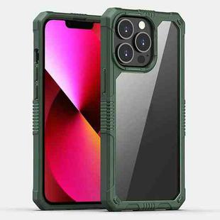 For iPhone 13 Pro Transparent PC + TPU Shockproof Phone Case (Dark Green)