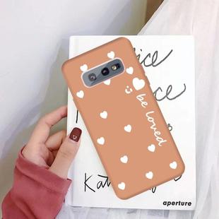 For Galaxy S10 Smiling Love Heart Pattern Frosted TPU Protective Case(Coral Orange)