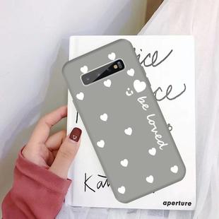 For Galaxy S10+ Smiling Love Heart Pattern Frosted TPU Protective Case(Grey)