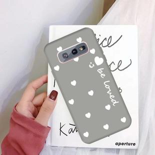 For Galaxy S10e Smiling Love Heart Pattern Frosted TPU Protective Case(Grey)