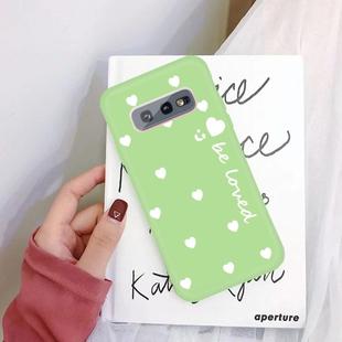 For Galaxy S10e Smiling Love Heart Pattern Frosted TPU Protective Case(Green)