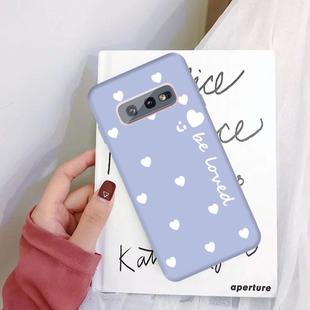 For Galaxy S10e Smiling Love Heart Pattern Frosted TPU Protective Case(Light Purple)