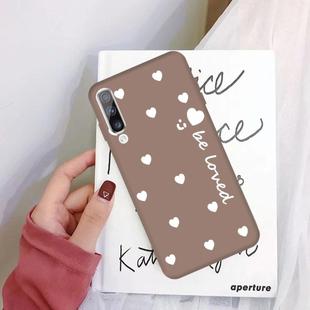 For Galaxy A50 Smiling Love Heart Pattern Frosted TPU Protective Case(Khaki)