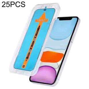 For iPhone 11 / XR 25pcs Fast Attach Dust-proof Anti-static Tempered Glass Film