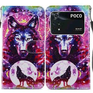 For Xiaomi Poco M4 Pro Painted Pattern Horizontal Flip Leather Phone Case(Wolf Totem)