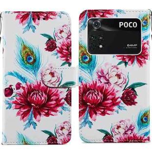 For Xiaomi Poco M4 Pro Painted Pattern Horizontal Flip Leather Phone Case(Peacock Flower)