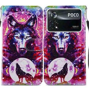 For Xiaomi Poco M4 Pro 5G Painted Pattern Horizontal Flip Leather Phone Case(Wolf Totem)