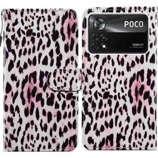 For Xiaomi Poco M4 Pro 5G Painted Pattern Horizontal Flip Leather Phone Case(Leopard)