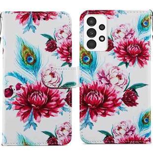 For Samsung Galaxy A13 4G Painted Pattern Horizontal Flip Leather Phone Case(Peacock Flower)