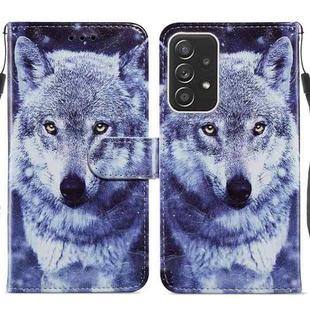 For Samsung Galaxy A23 Painted Pattern Horizontal Flip Leather Phone Case(White Wolf)