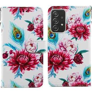 For Samsung Galaxy A23 Painted Pattern Horizontal Flip Leather Phone Case(Peacock Flower)